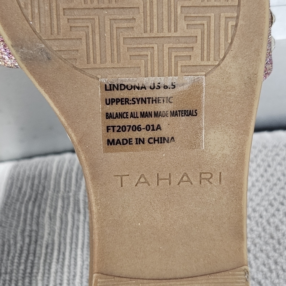 Tahari Pink & Gemstone Slide Sandals Flats - Picture 4 of 5